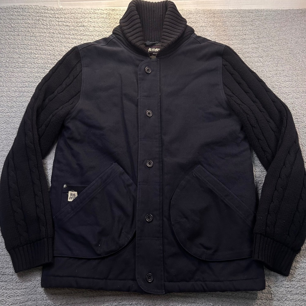 Altamont sights jacket cable Knit Sleeve M Navy Blue Indie Utility Skate grunge